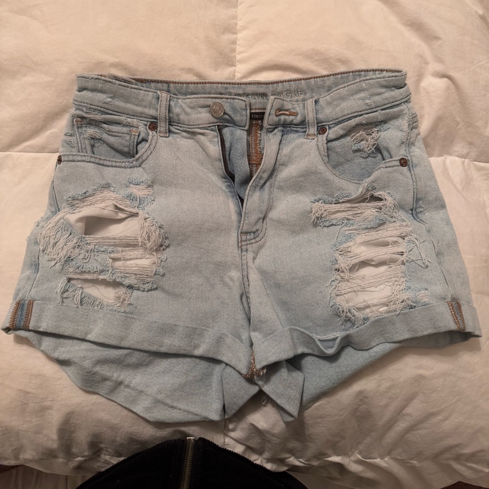 American Eagle Outfitters Light Blue Distressed Jean Shorts